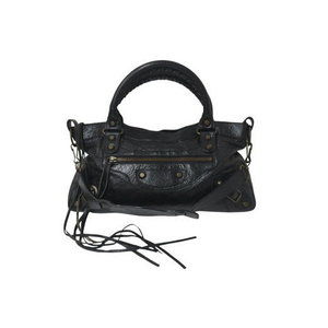 Balenciaga City Shoulder Bag Black Leather